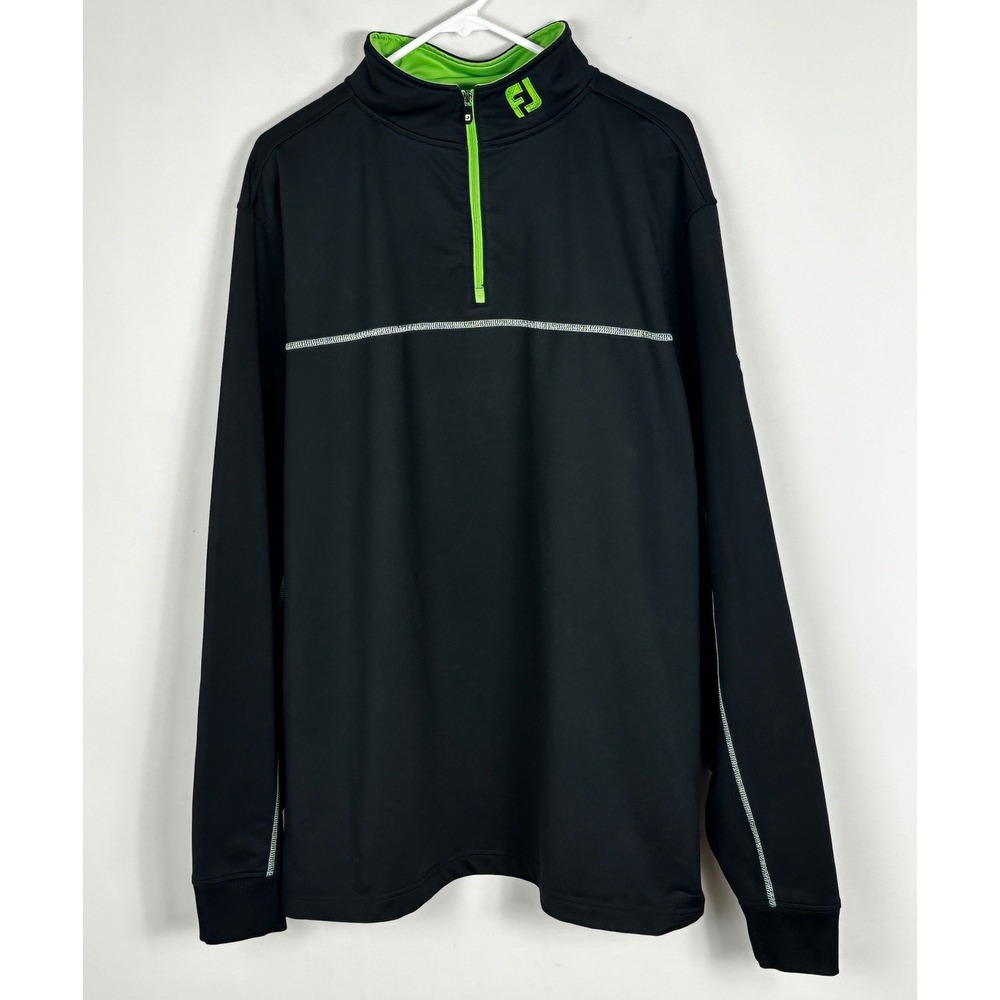 FootJoy Mens Quarter Zip Pullover Jacket Size XXL Navy Green Golf Stretch Coat